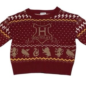 Harry Potter Hogwarts Girls Metallic Lurex Holiday Sweater Christmas Size 6/6X